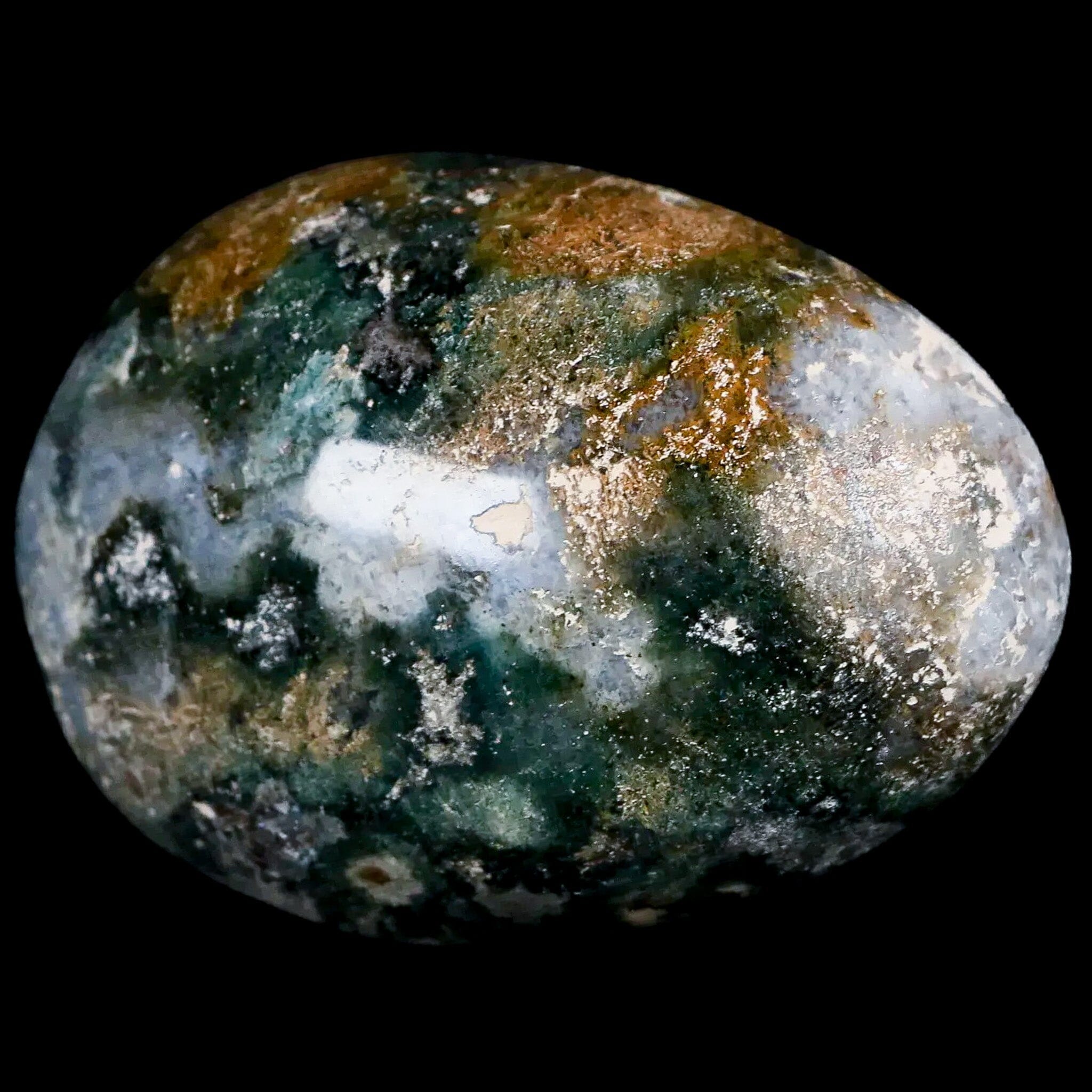 2.9" Natural Polished Ocean Jasper Crystal Palm Stone Location Madagascar - Fossil Age Minerals