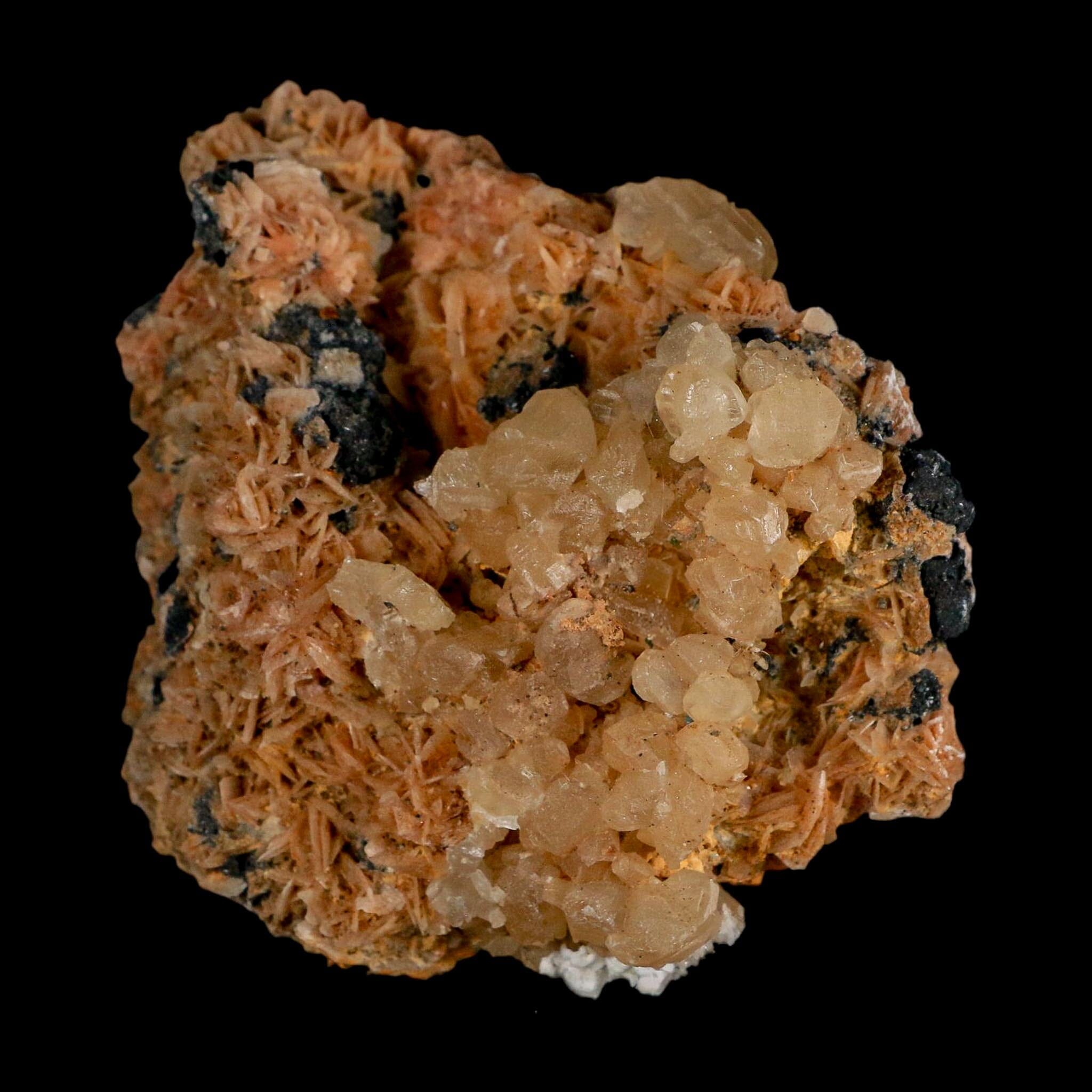 3.3" Sparkly Orange Barite Blades, Cerussite Crystals, Galena Crystal Mineral Morocco - Fossil Age Minerals