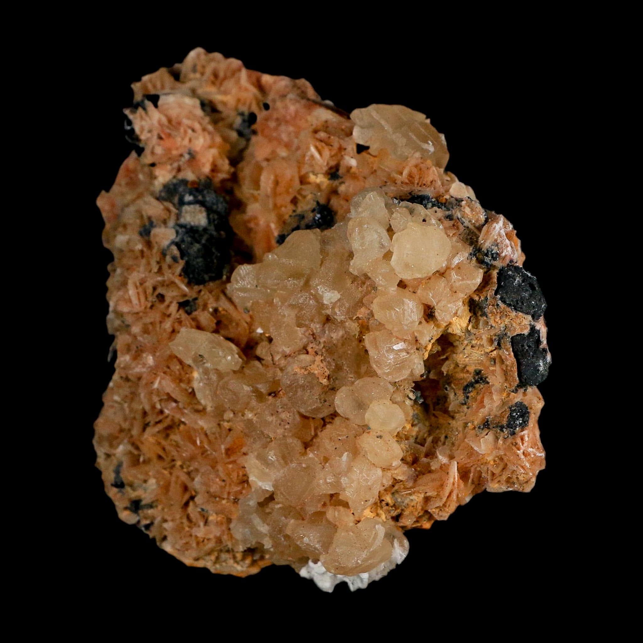 3.3" Sparkly Orange Barite Blades, Cerussite Crystals, Galena Crystal Mineral Morocco - Fossil Age Minerals