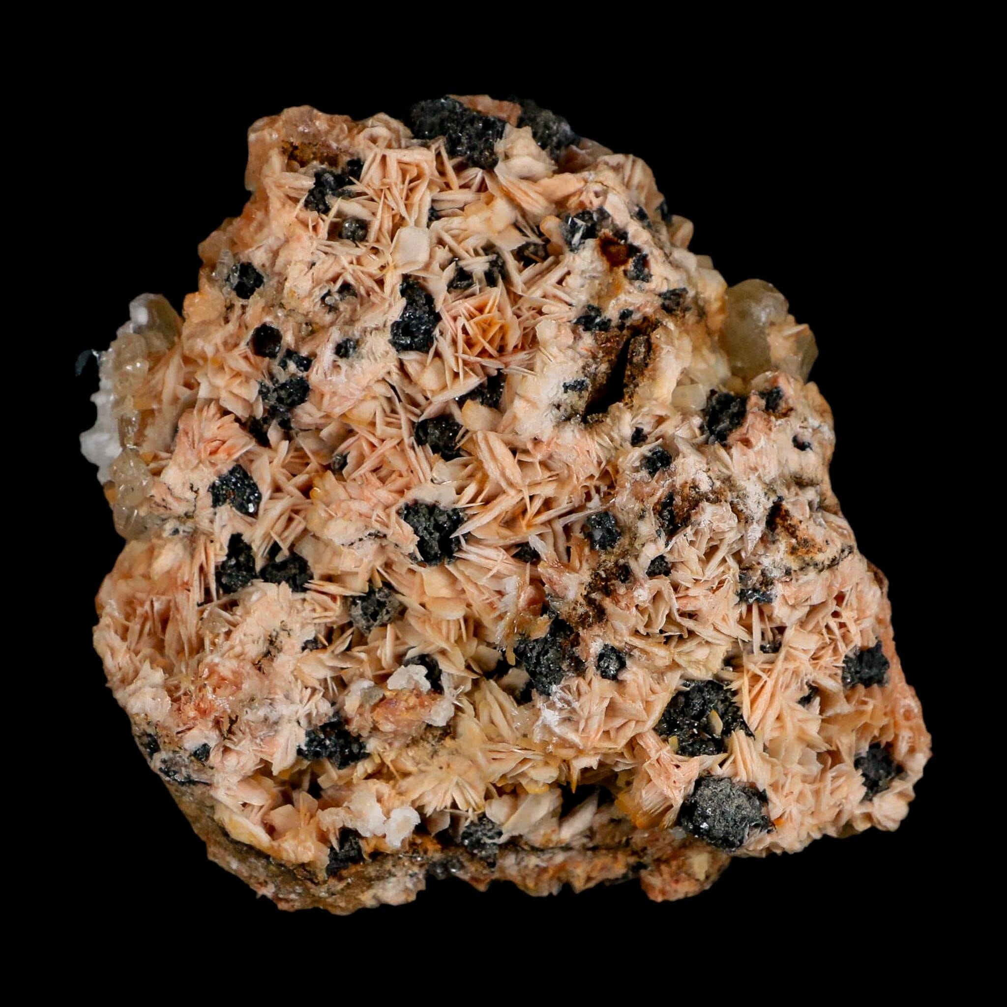 3.3" Sparkly Orange Barite Blades, Cerussite Crystals, Galena Crystal Mineral Morocco - Fossil Age Minerals
