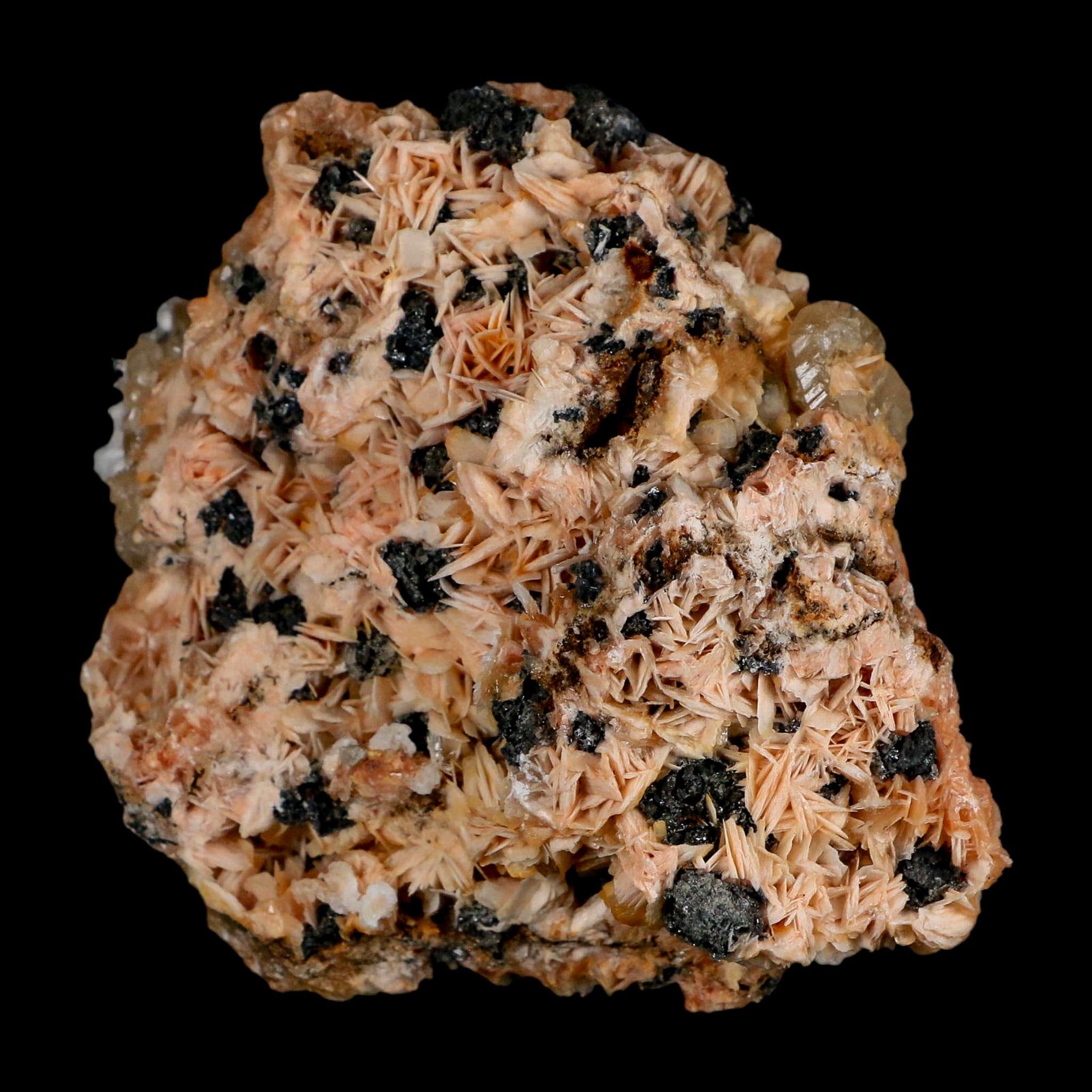 3.3" Sparkly Orange Barite Blades, Cerussite Crystals, Galena Crystal Mineral Morocco - Fossil Age Minerals
