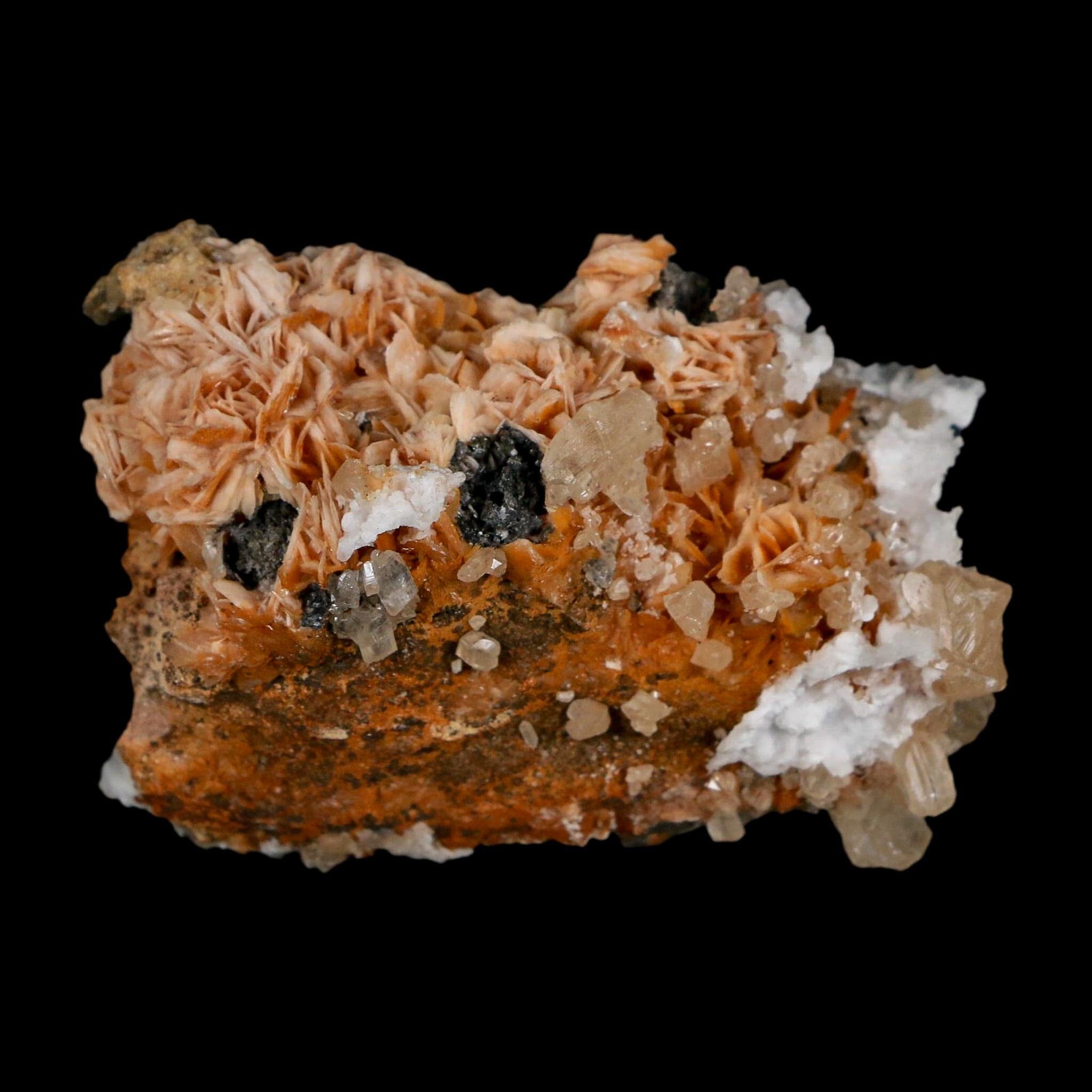 2.5" Sparkly Orange Barite Blades, Cerussite Crystals, Galena Crystal Mineral Morocco - Fossil Age Minerals