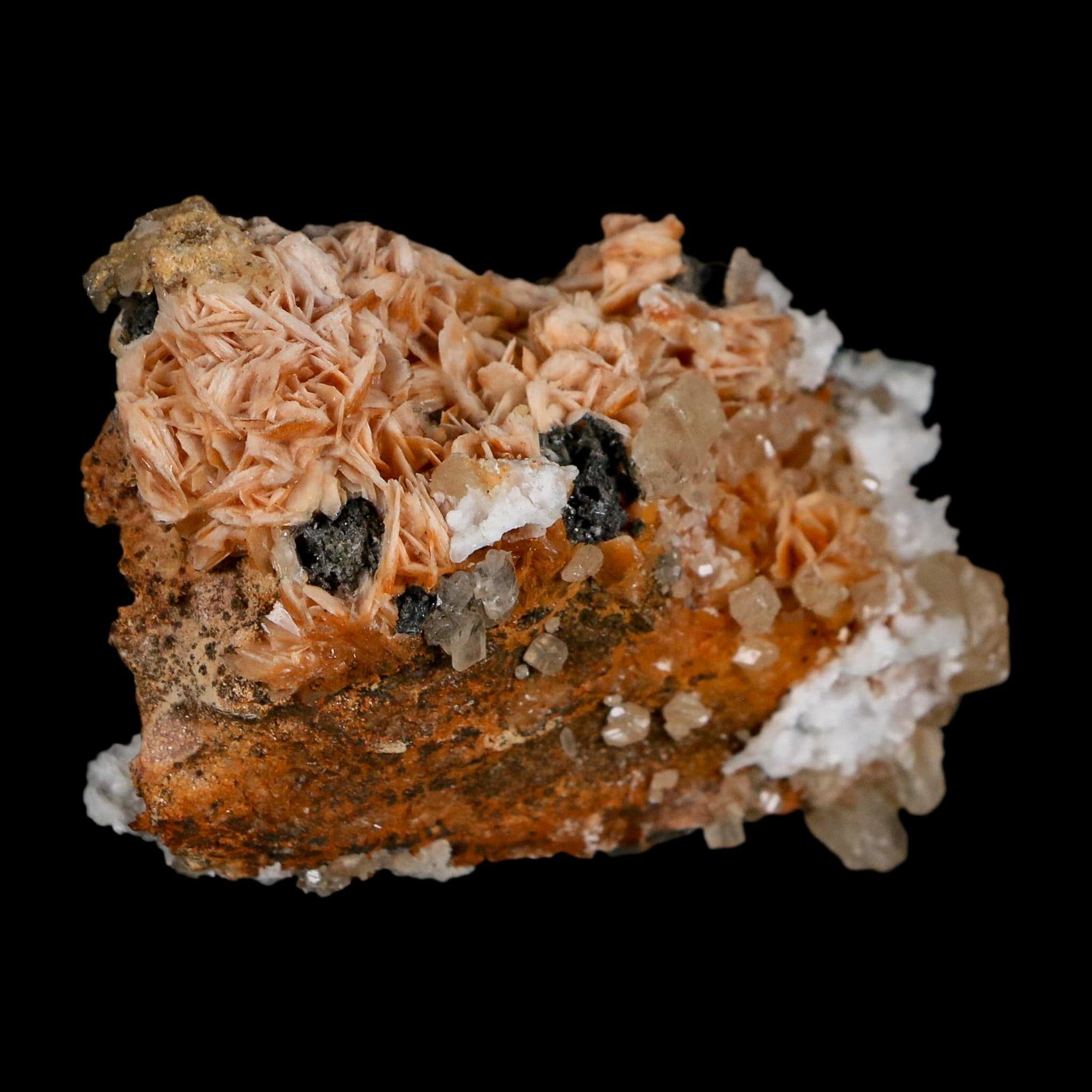 2.5" Sparkly Orange Barite Blades, Cerussite Crystals, Galena Crystal Mineral Morocco - Fossil Age Minerals
