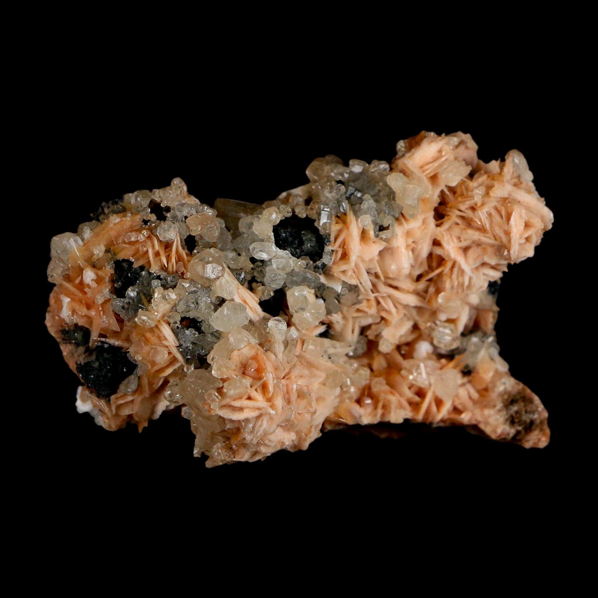 2.2" Sparkly Orange Barite Blades, Cerussite Crystals, Galena Crystal Mineral Morocco - Fossil Age Minerals