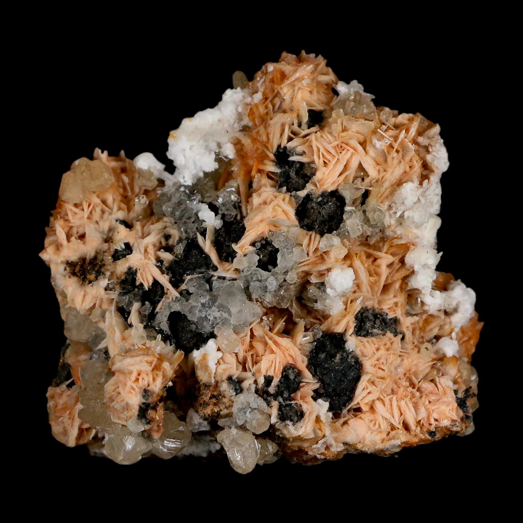 2.7" Sparkly Orange Barite Blades, Cerussite Crystals, Galena Crystal Mineral Morocco - Fossil Age Minerals