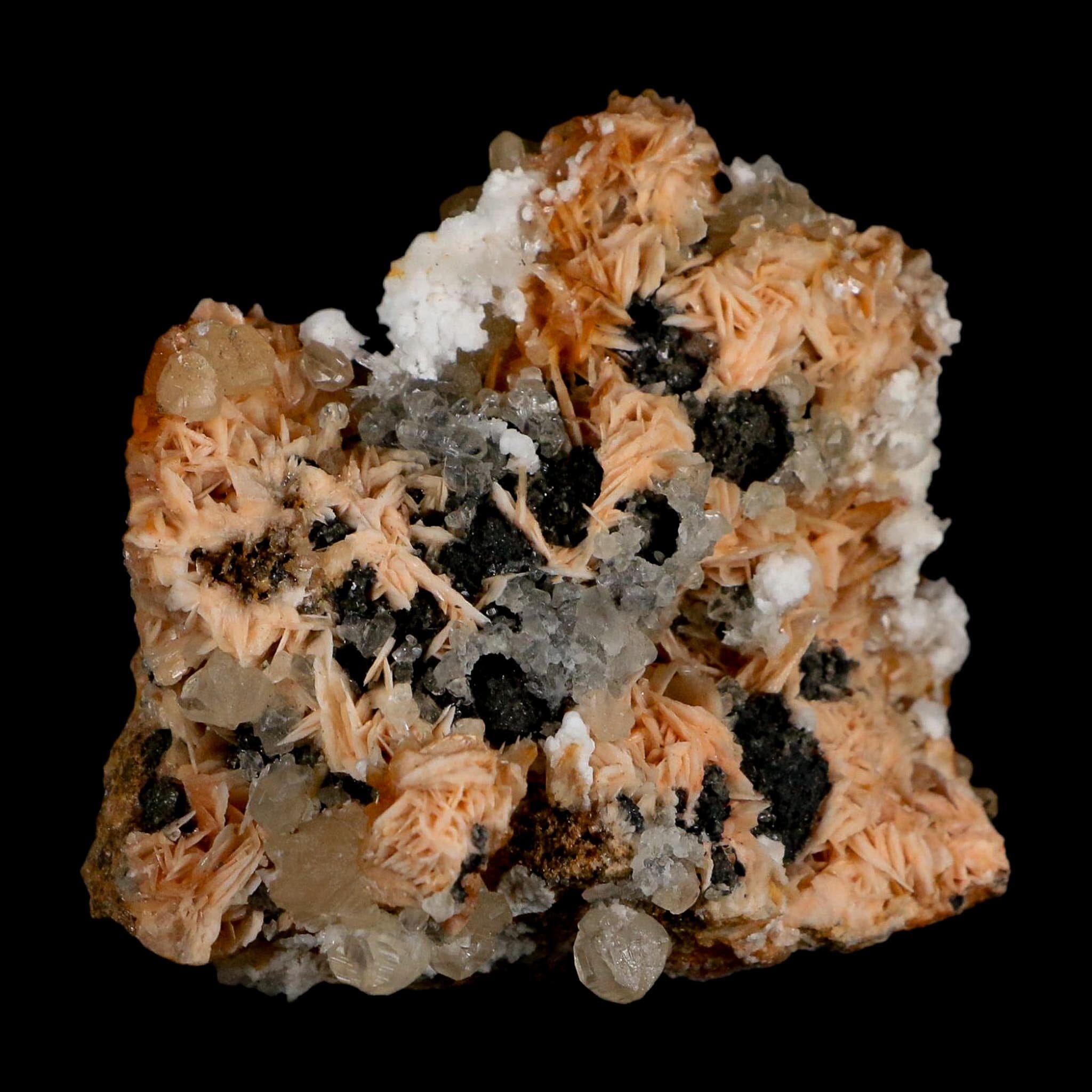 2.7" Sparkly Orange Barite Blades, Cerussite Crystals, Galena Crystal Mineral Morocco - Fossil Age Minerals