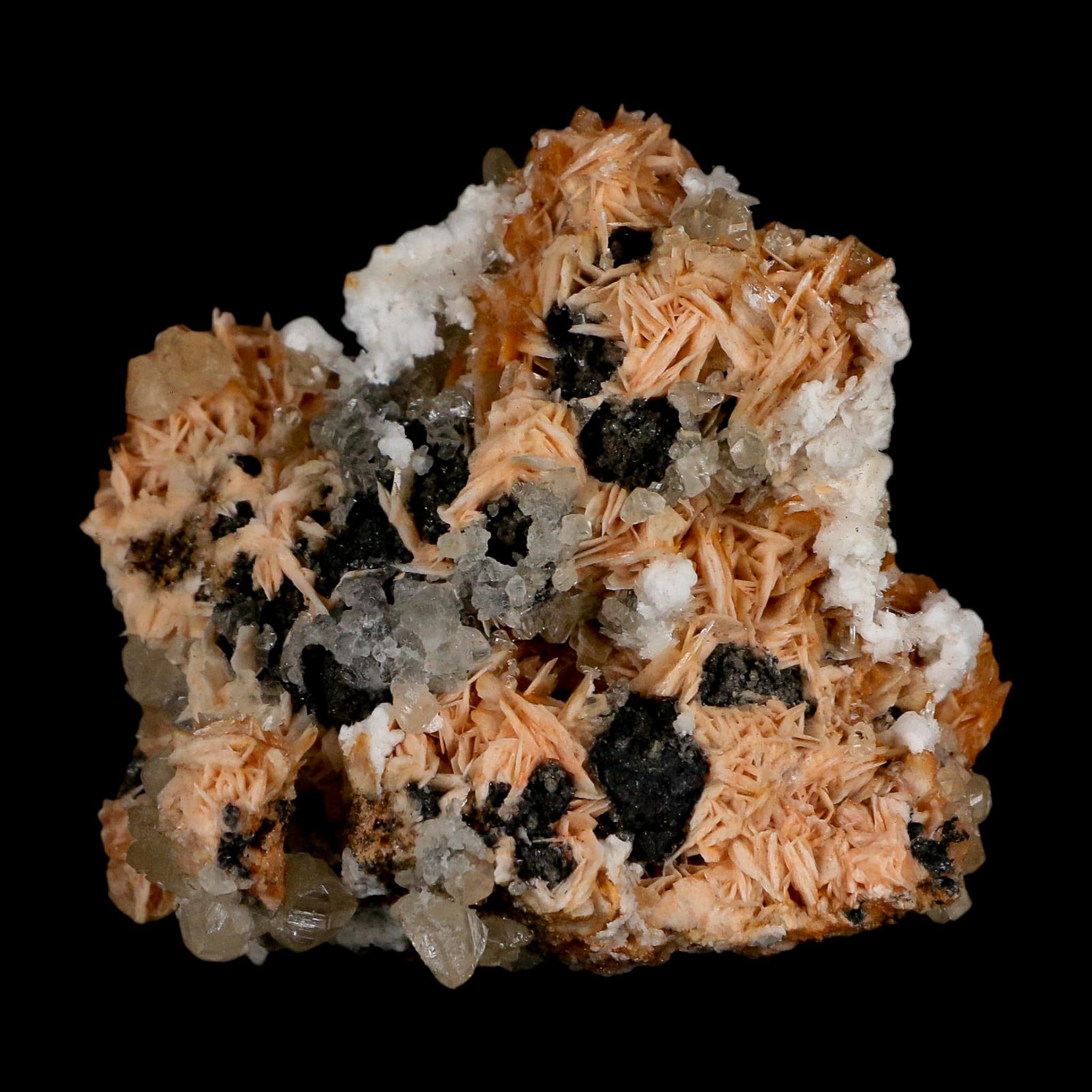 2.7" Sparkly Orange Barite Blades, Cerussite Crystals, Galena Crystal Mineral Morocco - Fossil Age Minerals