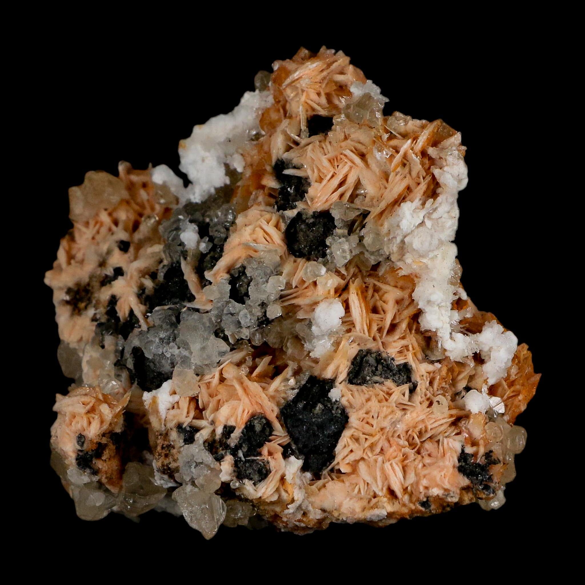 2.7" Sparkly Orange Barite Blades, Cerussite Crystals, Galena Crystal Mineral Morocco - Fossil Age Minerals