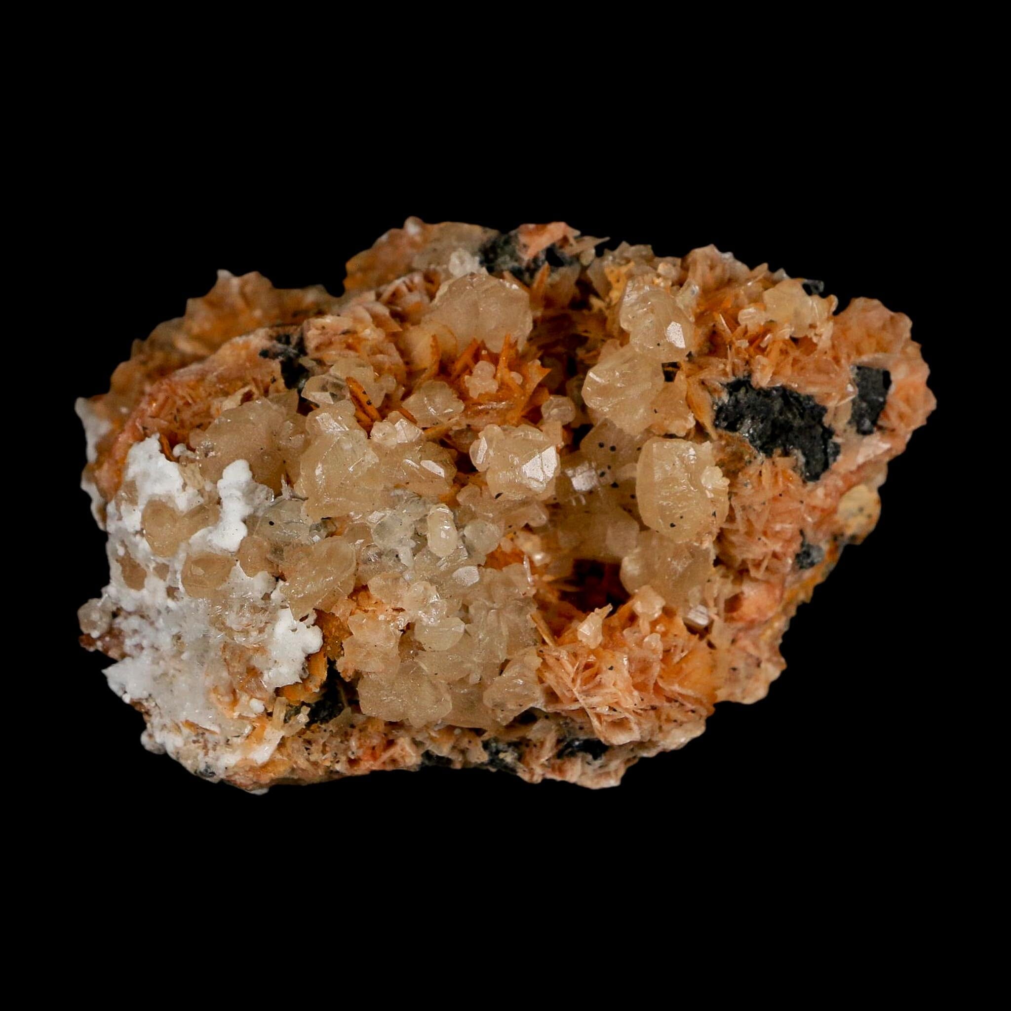 2.9" Sparkly Orange Barite Blades, Cerussite Crystals, Galena Crystal Mineral Morocco - Fossil Age Minerals