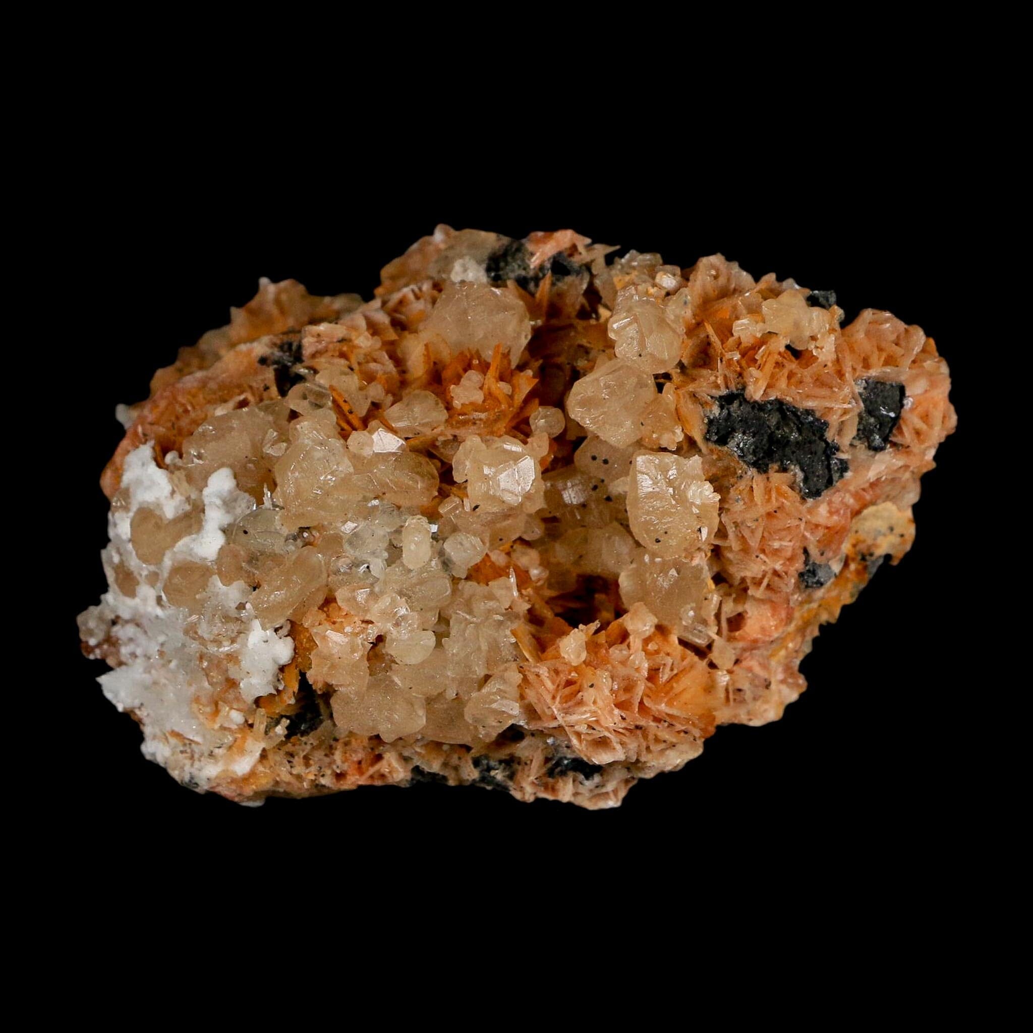 2.9" Sparkly Orange Barite Blades, Cerussite Crystals, Galena Crystal Mineral Morocco - Fossil Age Minerals