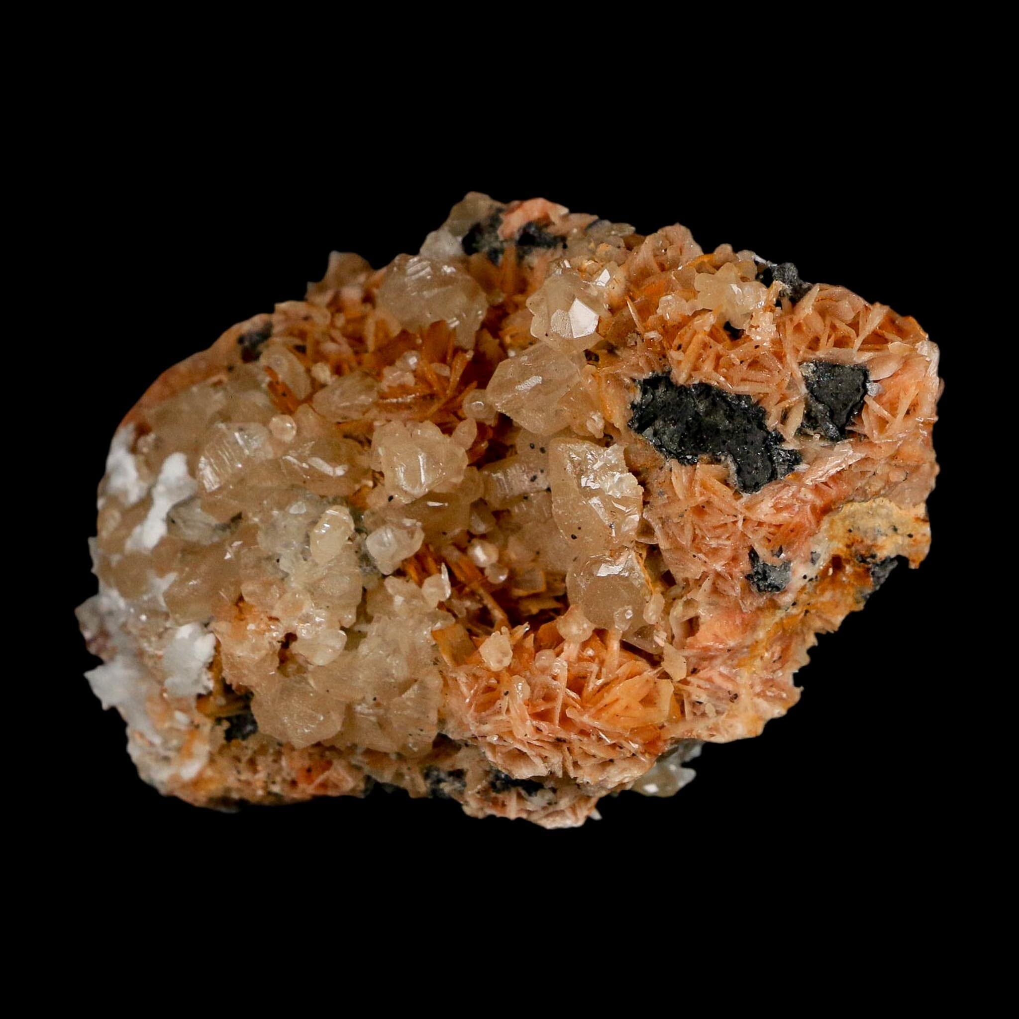 2.9" Sparkly Orange Barite Blades, Cerussite Crystals, Galena Crystal Mineral Morocco - Fossil Age Minerals