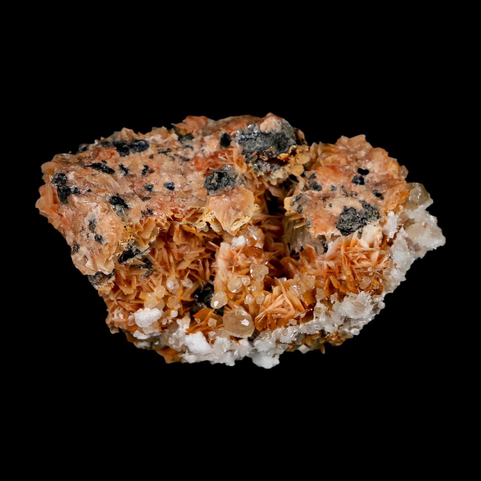 2.9" Sparkly Orange Barite Blades, Cerussite Crystals, Galena Crystal Mineral Morocco - Fossil Age Minerals