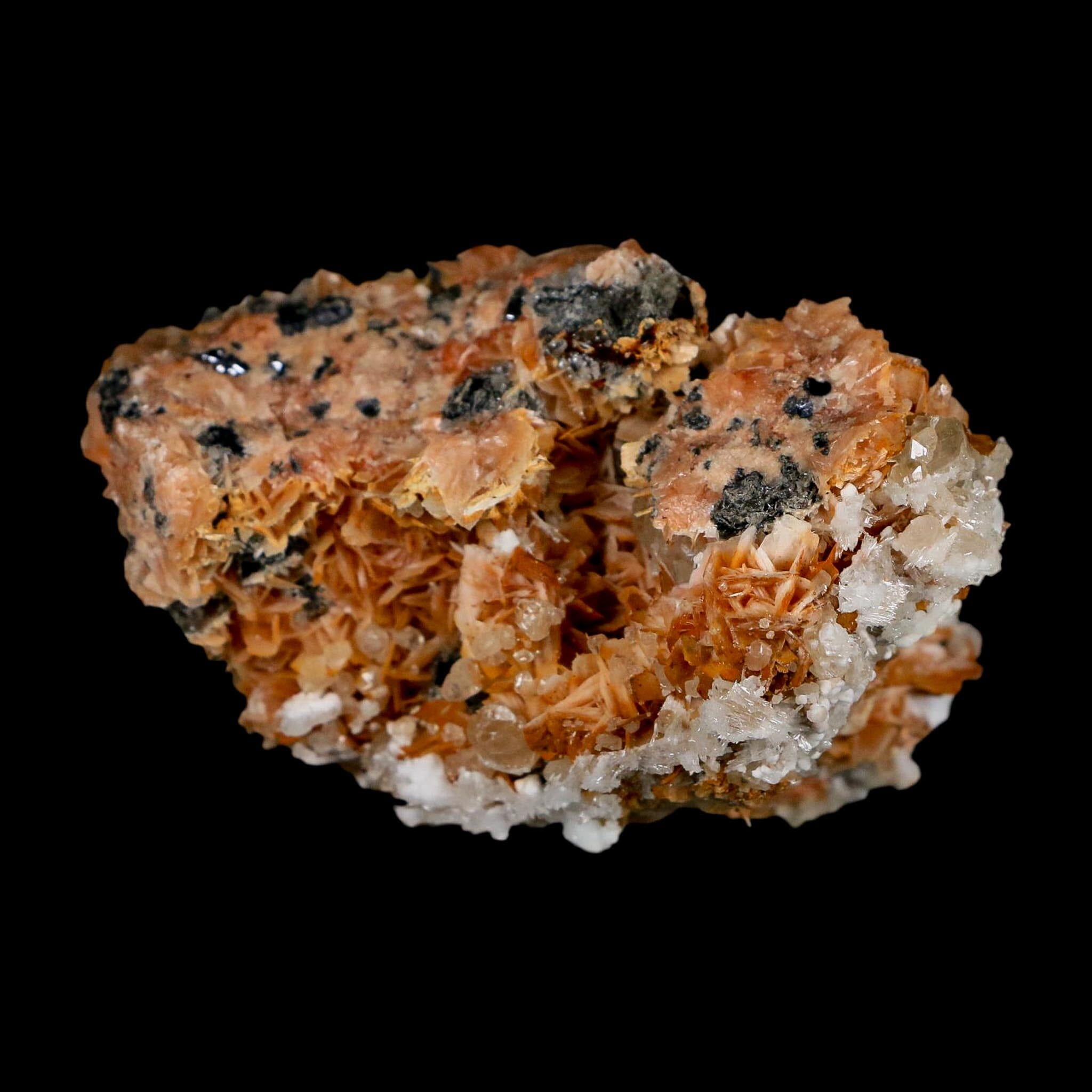 2.9" Sparkly Orange Barite Blades, Cerussite Crystals, Galena Crystal Mineral Morocco - Fossil Age Minerals