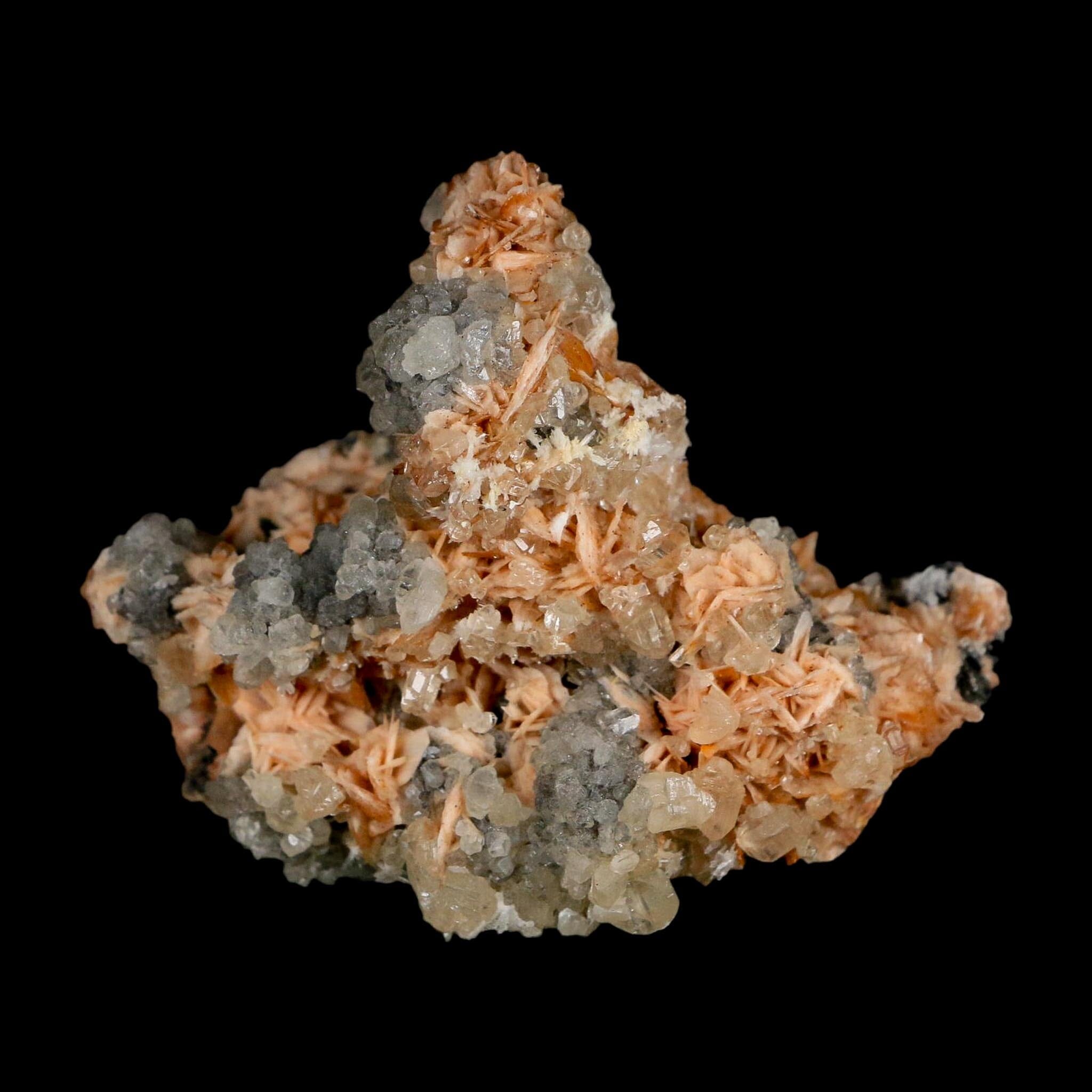 2.9" Sparkly Orange Barite Blades, Cerussite Crystals, Galena Crystal Mineral Morocco