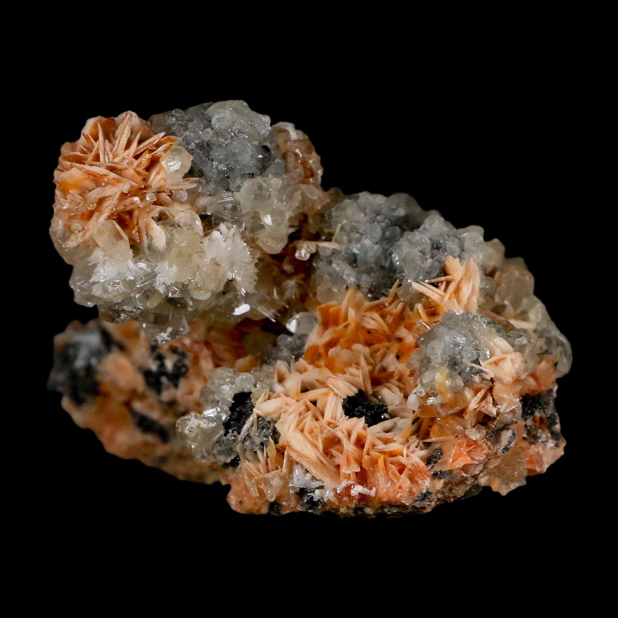 2.9" Sparkly Orange Barite Blades, Cerussite Crystals, Galena Crystal Mineral Morocco