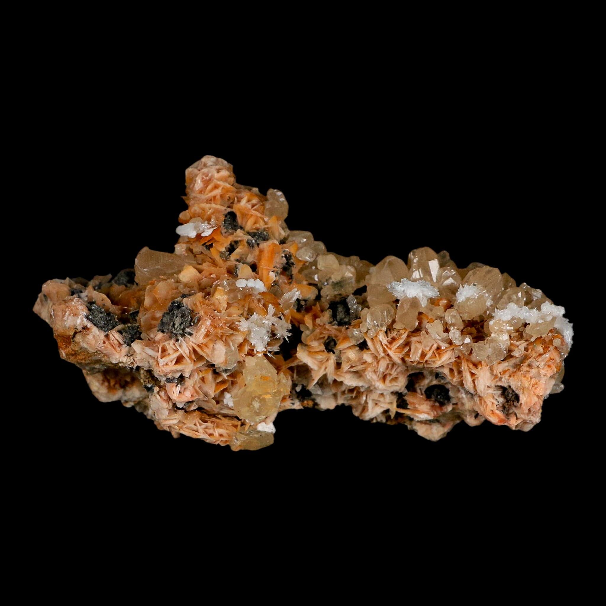 3.7" Sparkly Orange Barite Blades, Cerussite Crystals, Galena Crystal Mineral Morocco
