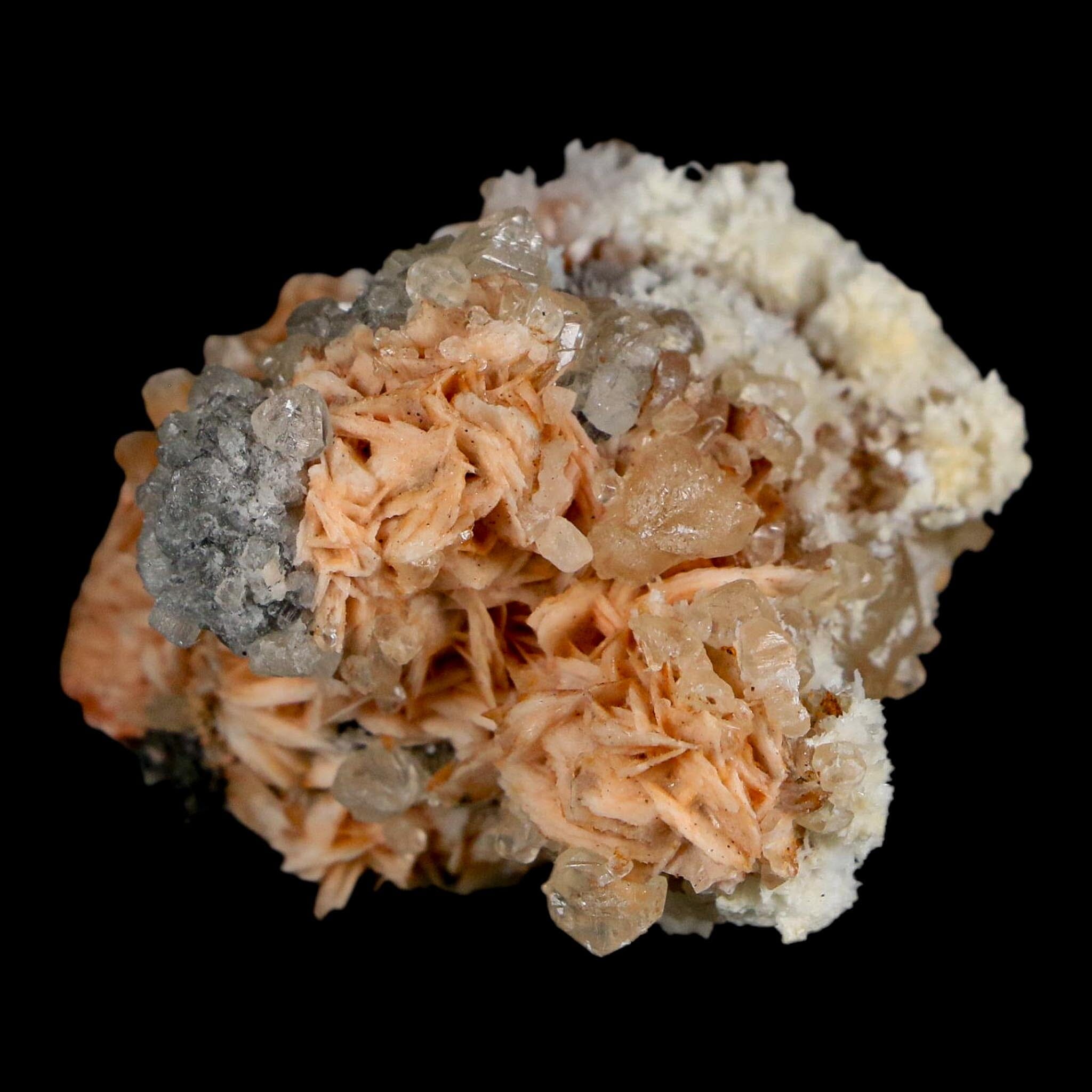 1.9" Sparkly Orange Barite Blades, Cerussite Crystals, Galena Crystal Mineral Morocco