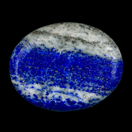 1.9" Natural Blue Lapis Lazuli Worry Palm Stone Pyrite Crystal Calcite Mineral