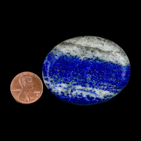 1.9" Natural Blue Lapis Lazuli Worry Palm Stone Pyrite Crystal Calcite Mineral - Fossil Age Minerals