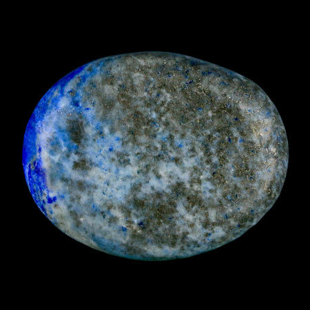 1.9" Natural Blue Lapis Lazuli Worry Palm Stone Pyrite Crystal Calcite Mineral