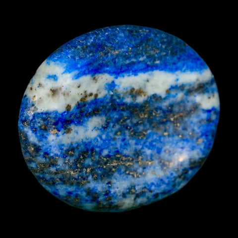 2" Natural Blue Lapis Lazuli Worry Palm Stone Pyrite Crystal Calcite Mineral - Fossil Age Minerals