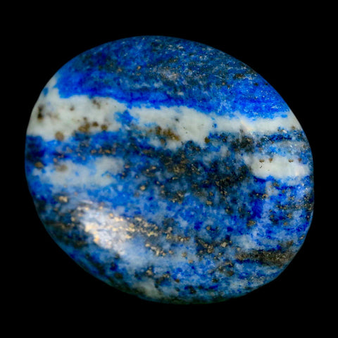 2" Natural Blue Lapis Lazuli Worry Palm Stone Pyrite Crystal Calcite Mineral - Fossil Age Minerals