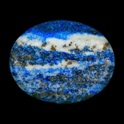 2" Natural Blue Lapis Lazuli Worry Palm Stone Pyrite Crystal Calcite Mineral - Fossil Age Minerals