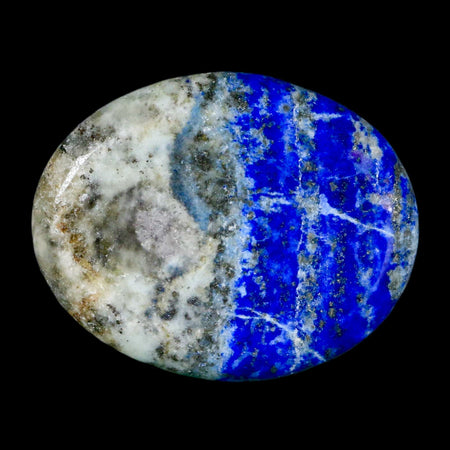 1.9" Natural Blue Lapis Lazuli Worry Palm Stone Pyrite Crystal Calcite Mineral