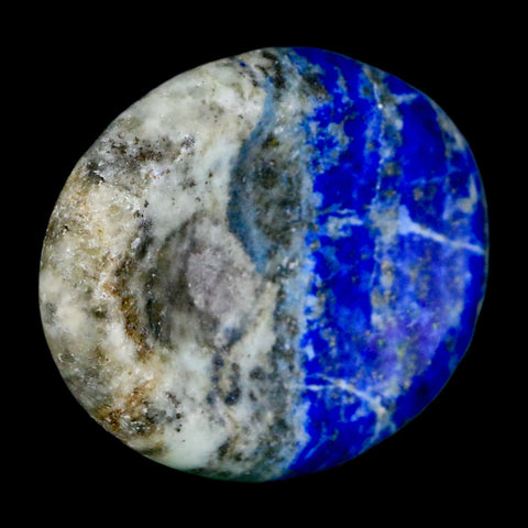 1.9" Natural Blue Lapis Lazuli Worry Palm Stone Pyrite Crystal Calcite Mineral - Fossil Age Minerals