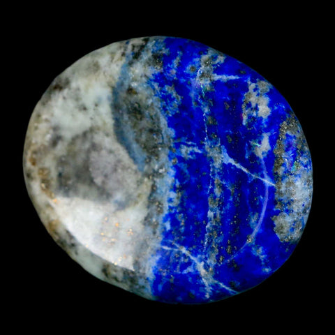 1.9" Natural Blue Lapis Lazuli Worry Palm Stone Pyrite Crystal Calcite Mineral - Fossil Age Minerals