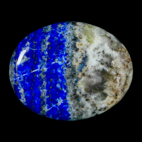 1.9" Natural Blue Lapis Lazuli Worry Palm Stone Pyrite Crystal Calcite Mineral - Fossil Age Minerals