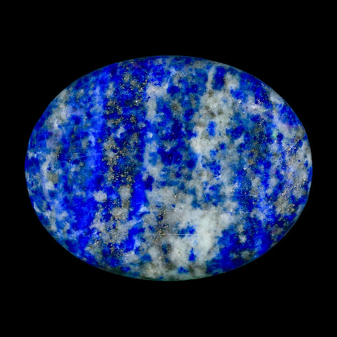 2" Natural Blue Lapis Lazuli Worry Palm Stone Pyrite Crystal Calcite Mineral - Fossil Age Minerals