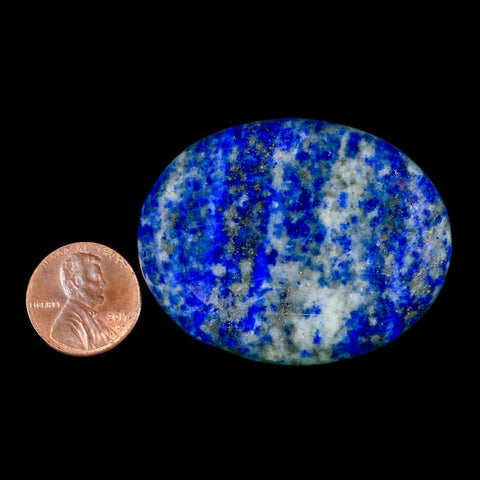 2" Natural Blue Lapis Lazuli Worry Palm Stone Pyrite Crystal Calcite Mineral - Fossil Age Minerals