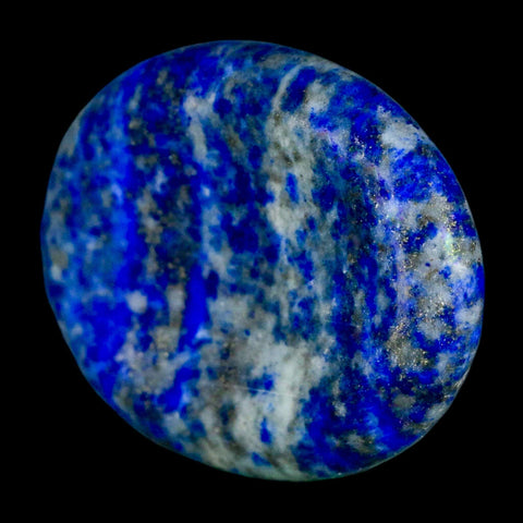 2" Natural Blue Lapis Lazuli Worry Palm Stone Pyrite Crystal Calcite Mineral - Fossil Age Minerals