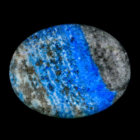 2" Natural Blue Lapis Lazuli Worry Palm Stone Pyrite Crystal Calcite Mineral