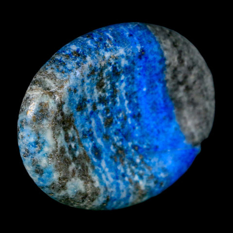 2" Natural Blue Lapis Lazuli Worry Palm Stone Pyrite Crystal Calcite Mineral - Fossil Age Minerals