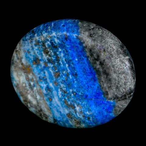 2" Natural Blue Lapis Lazuli Worry Palm Stone Pyrite Crystal Calcite Mineral - Fossil Age Minerals