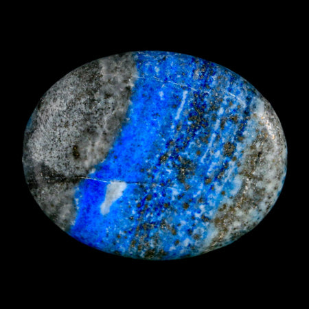 2" Natural Blue Lapis Lazuli Worry Palm Stone Pyrite Crystal Calcite Mineral