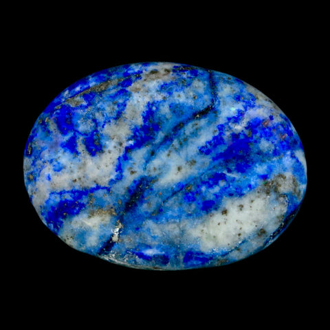 2" Natural Blue Lapis Lazuli Worry Palm Stone Pyrite Crystal Calcite Mineral - Fossil Age Minerals