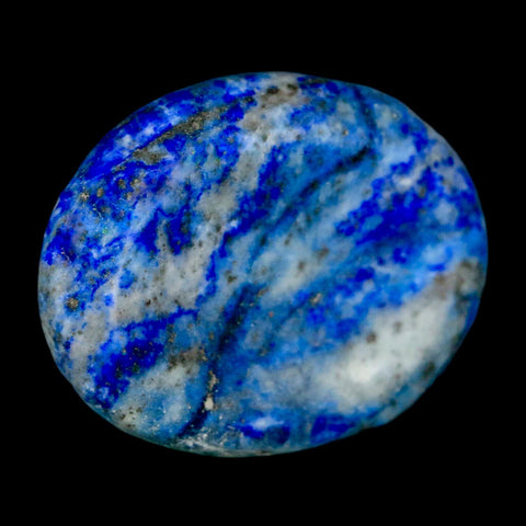 2" Natural Blue Lapis Lazuli Worry Palm Stone Pyrite Crystal Calcite Mineral - Fossil Age Minerals