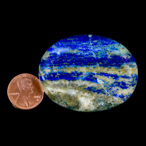 2" Natural Blue Lapis Lazuli Worry Palm Stone Pyrite Crystal Calcite Mineral - Fossil Age Minerals