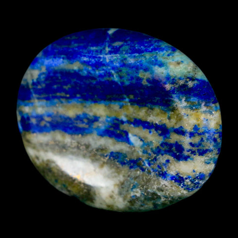 2" Natural Blue Lapis Lazuli Worry Palm Stone Pyrite Crystal Calcite Mineral - Fossil Age Minerals