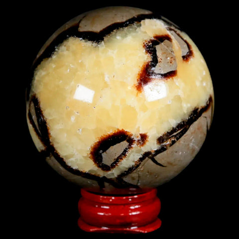 XL 55MM Septarian Dragon Stone Vug Sphere Mineral Healing Madagascar Stand - Fossil Age Minerals