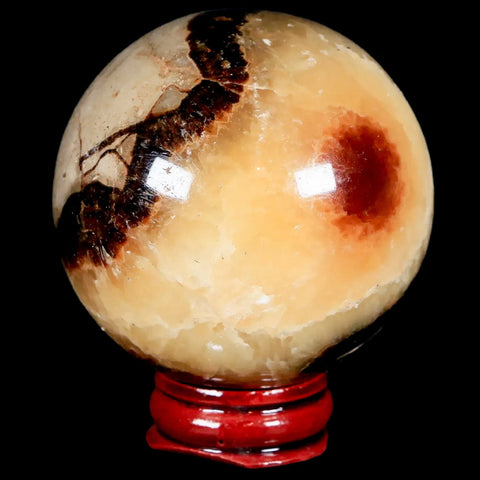 XL 58MM Septarian Dragon Stone Vug Sphere Mineral Healing Madagascar Stand - Fossil Age Minerals