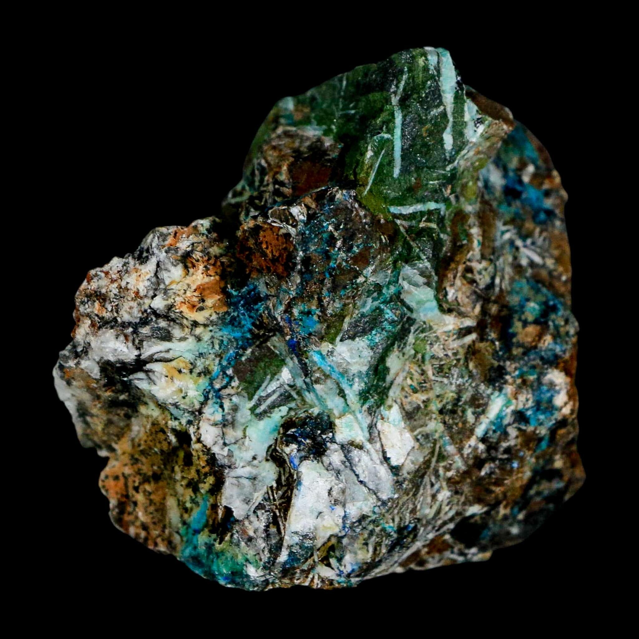 2.2" Azurite, Chrysocolla And Malachite Crystal Mineral Specimen On Matrix From Peru - Fossil Age Minerals