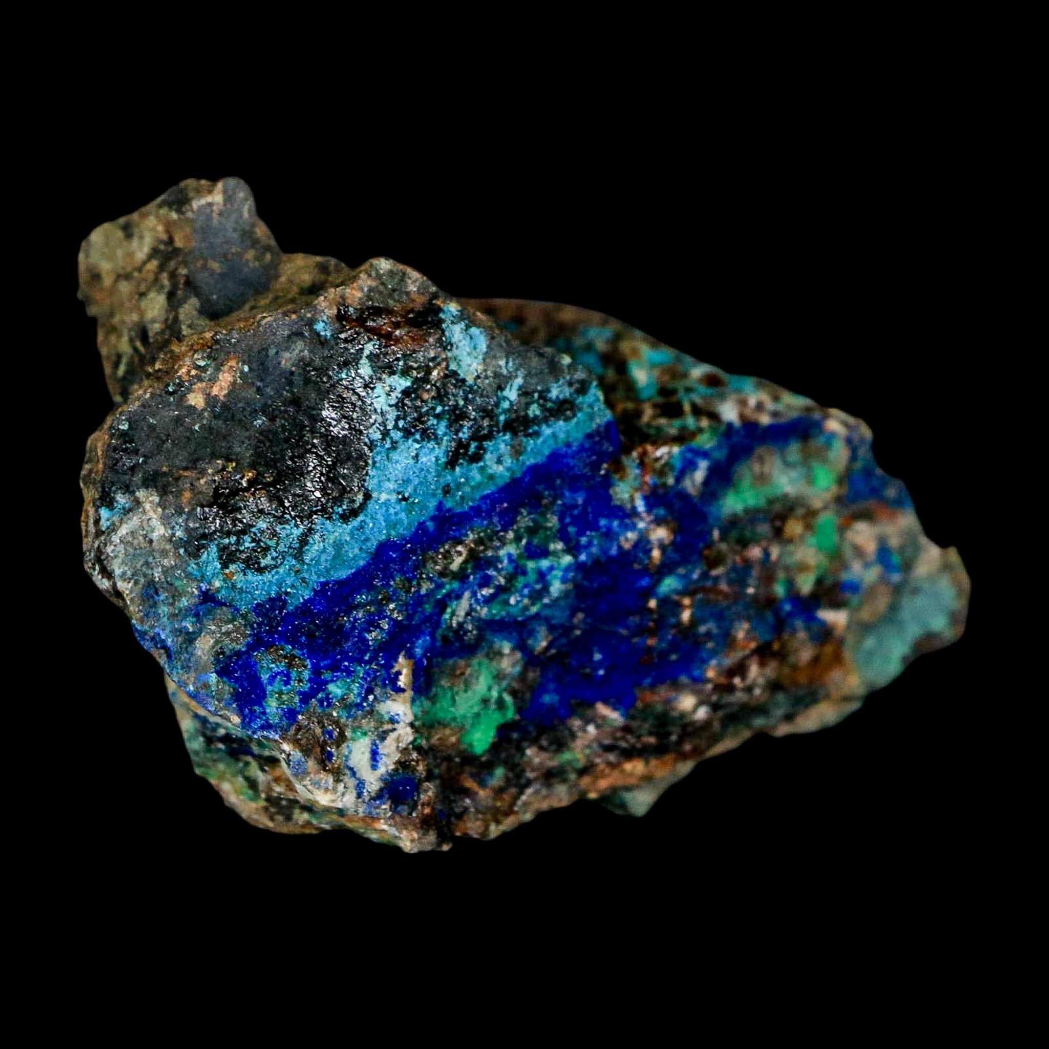 2.3" Azurite, Chrysocolla And Malachite Crystal Mineral Specimen On Matrix From Peru - Fossil Age Minerals