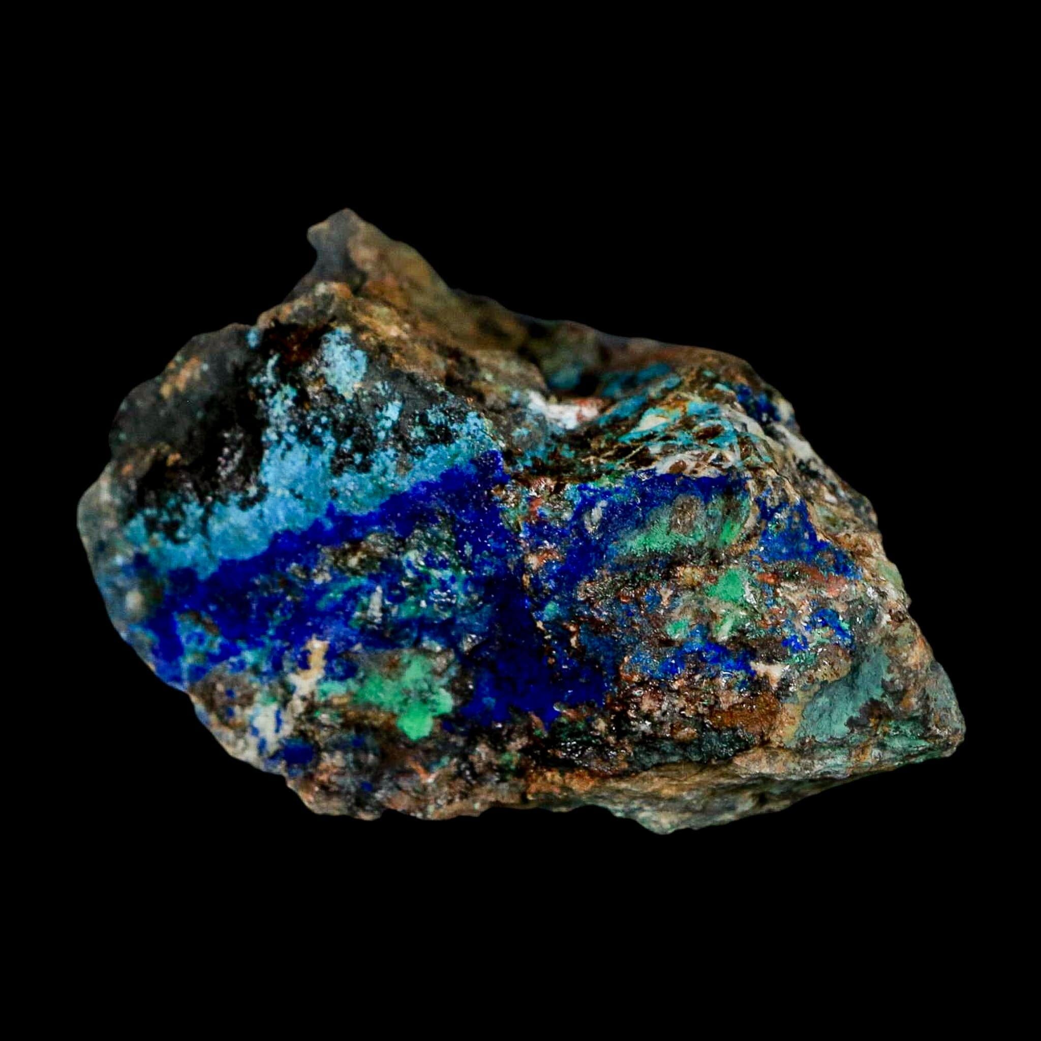 2.3" Azurite, Chrysocolla And Malachite Crystal Mineral Specimen On Matrix From Peru - Fossil Age Minerals