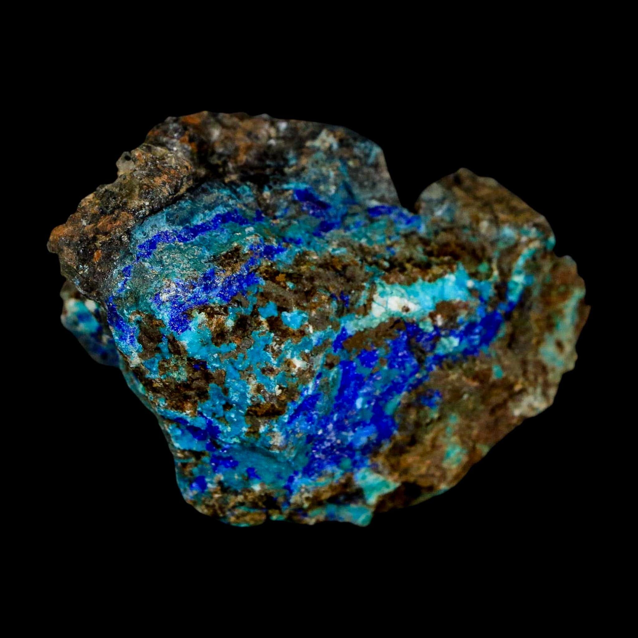2.4" Azurite, Chrysocolla And Malachite Crystal Mineral Specimen On Matrix From Peru - Fossil Age Minerals