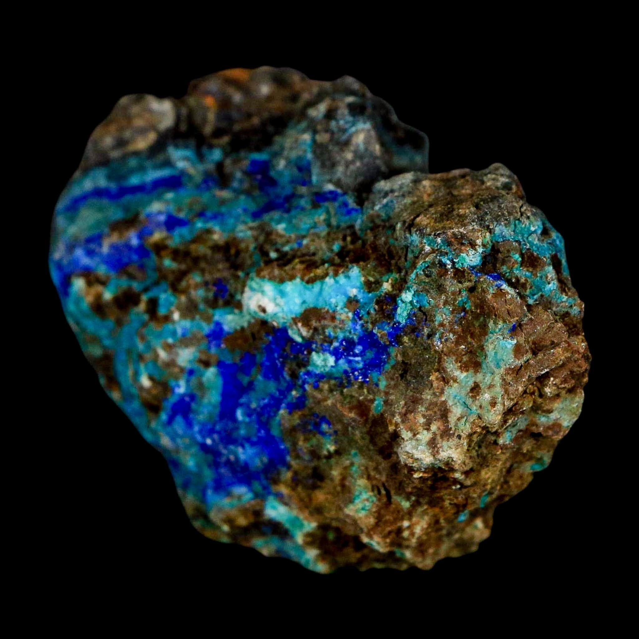 2.4" Azurite, Chrysocolla And Malachite Crystal Mineral Specimen On Matrix From Peru - Fossil Age Minerals