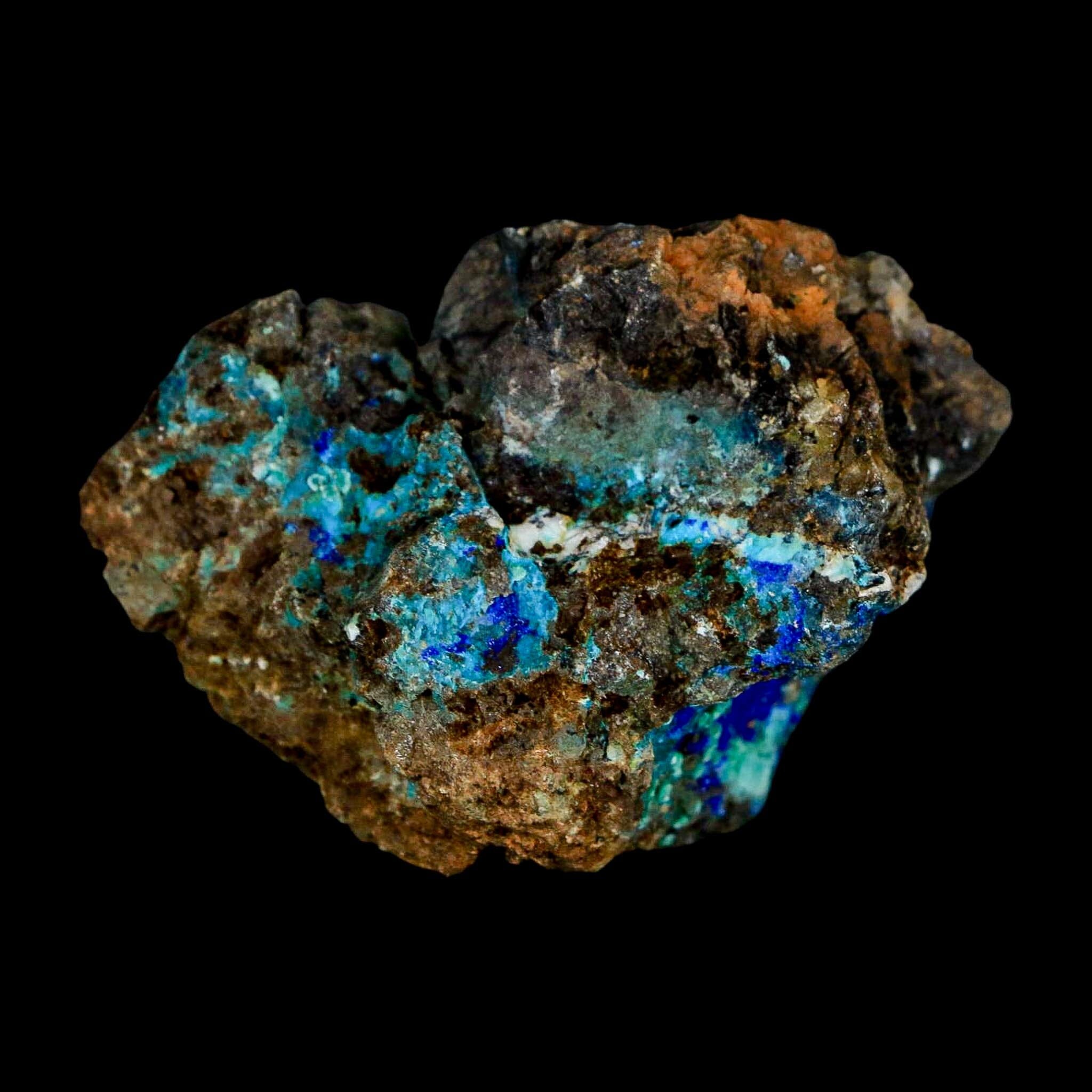 2.4" Azurite, Chrysocolla And Malachite Crystal Mineral Specimen On Matrix From Peru - Fossil Age Minerals